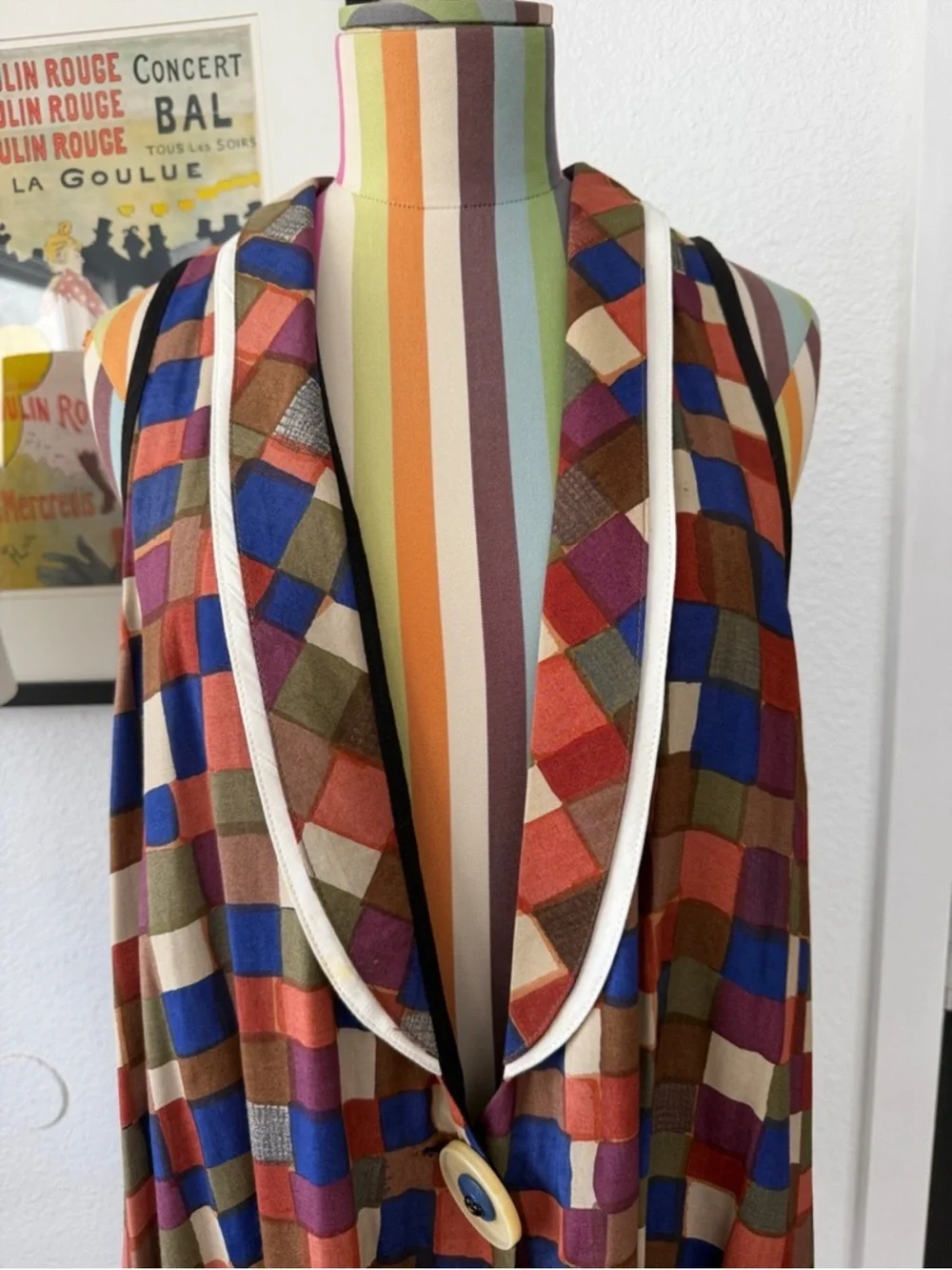 Vintage Janice McCarty Colorful Checkered Oversized Vest - Picture 5 of 8